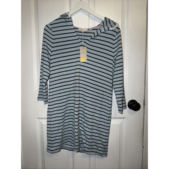 Boden Dresses & Skirts - NEW Boden Imelda Hooded Tunic Dress Blue Green Stripe Pockets Size 6‎